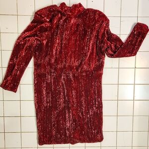 Boohoo Burgundy Sequin Dress